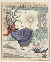Einer der Vorteile von Gas gegenüber Öl, Tafel 5 aus A London Nuisance, 1822